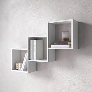 Полиця настінна VAYS M-13, на 3 комірки, ЛДСП, 98×18×66 см - для книг, декору, дому, вітальні, офісу