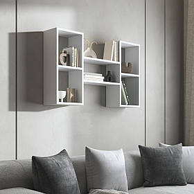 Навісна полиця VAYS M-11, з нішами для книг і декору, ЛДСП, 100×18×60 см - для вітальні, спальні, кабінету