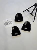 Stussy Чоловіча тепла Брендова зимова шапка стуссі Зимова жіноча шапка y2k rap Акрилова шапка унісекс Чорна шапка з логотипом