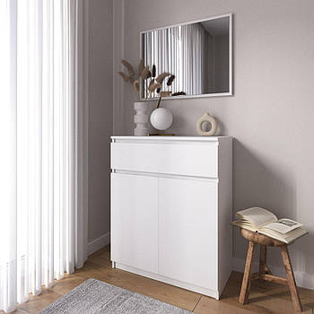 Комод тумба VAYS R-23, з шухлядою та відділенням з полицями, без ручок, ЛДСП, 80×40×98 см - для дому, спальні, передпокою