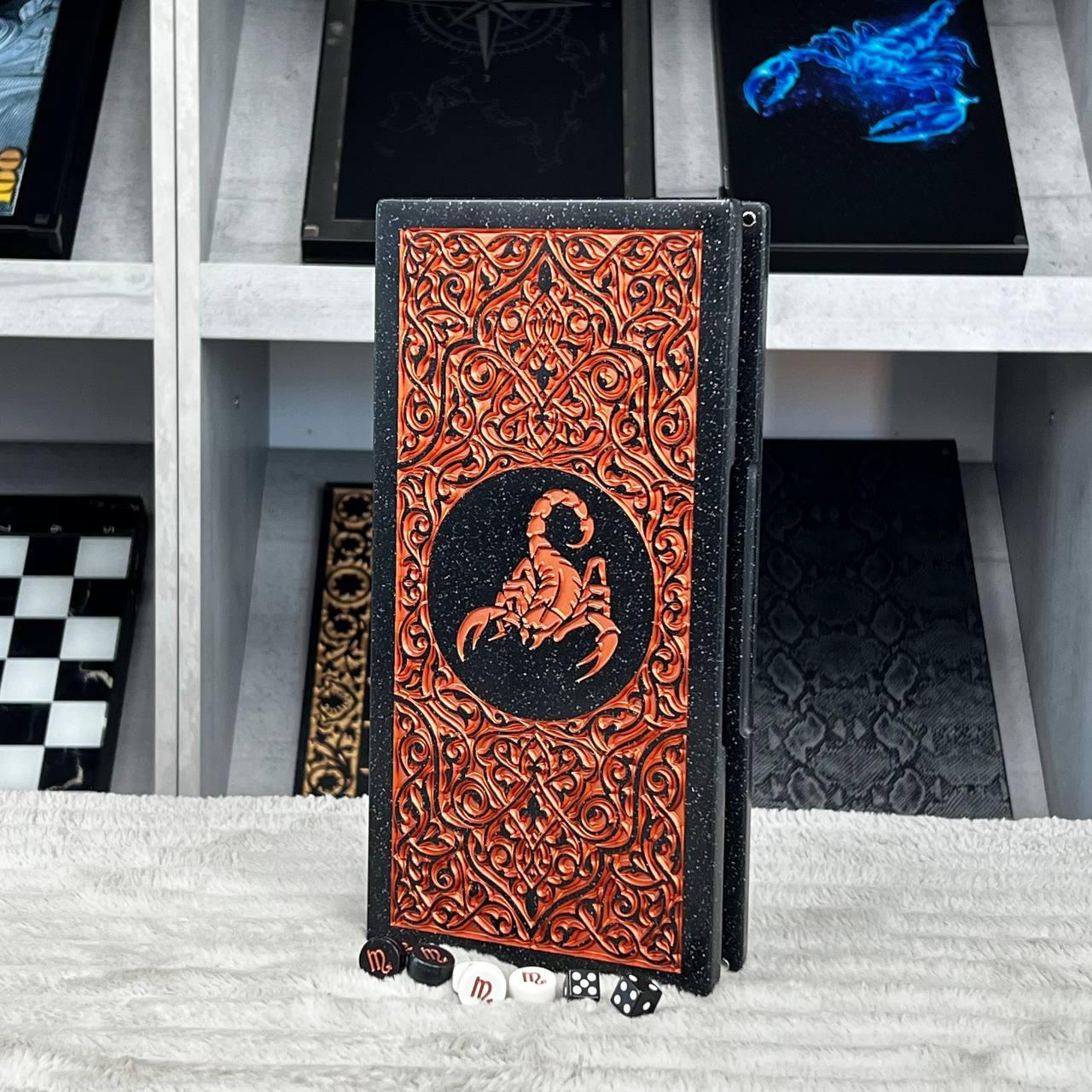 Нарди з каменю Скорпіон 30х15см подарункові, фото 1