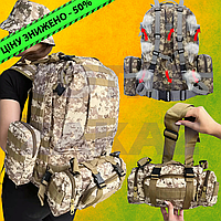 Рюкзак туристичний армійський унісекс з органайзерами та міцною змійкою, що не вбивається, 60 л