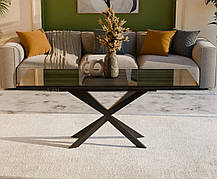 Розсувний обідній стіл в стилі лофт СПАЙДЕР МДФ Neman в'яз металевий (глянець) / Чорний 1400x800