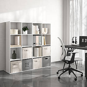 Стелаж VAYS M-14, книжкова полиця з 16 комірками, ЛДСП, 143×29×143 см - для дому, офісу, дитячої або вітальні