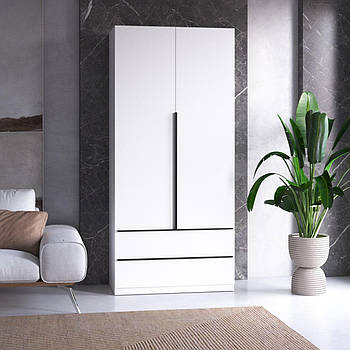 Шафа для одягу VAYS M-30, 2 шухляди, з штангою та полицями, ЛДСП, 100×50×220 см – для спальні, вітальні, передпокою