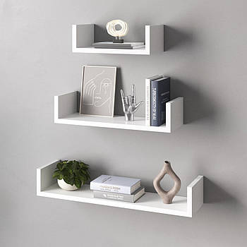 Полиці настінні VAYS M-37, набір з 3 навісних полиць з ЛДСП - для дому, офісу, вітальні