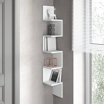 Полиця настінна VAYS M-9, кутова, з 5 секцій, ЛДСП, 20×20×128 см - для дому, офісу, вітальні