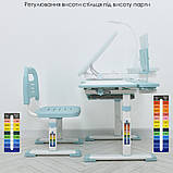 Парта зі стільцем «Bambi» M 4428-12 з лампою та підставкою під книги Блакитна, фото 8