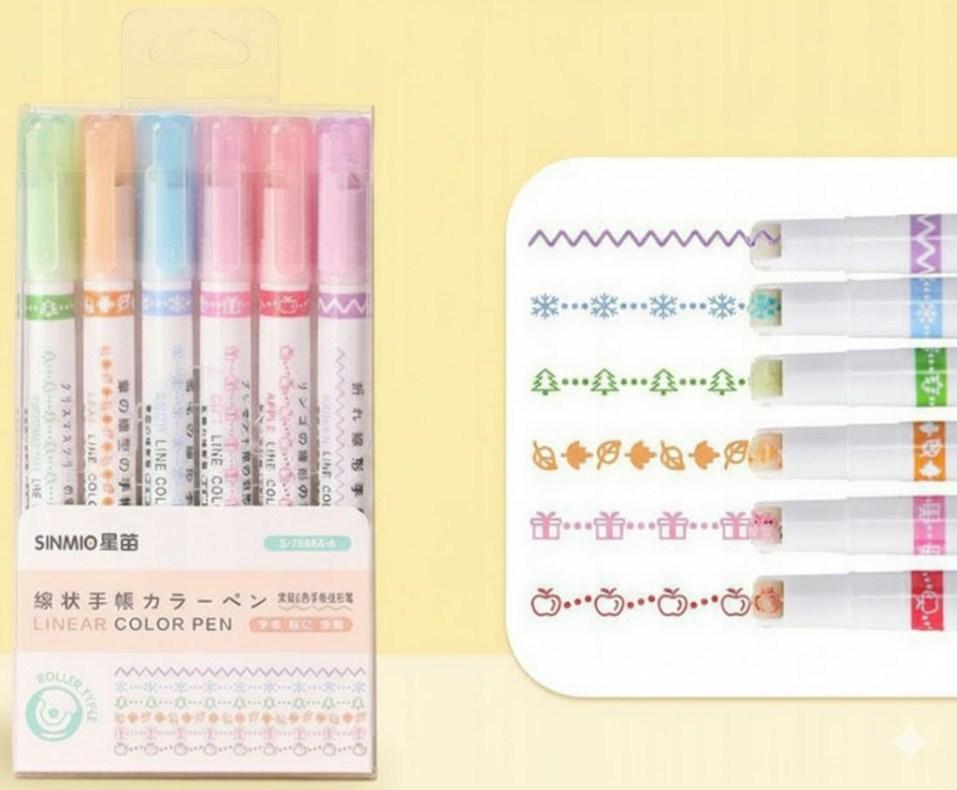 Набір маркерів з візерунками, фломастери штампи, Aptel MIX 6 шт PR43B, фото 1