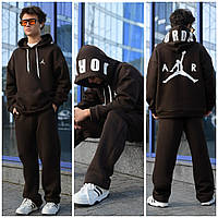 Теплый спортивный костюм для мальчика подростка , модный, красивый кофта - худи и прямые штаны 12,13,14,15 лет коричневый