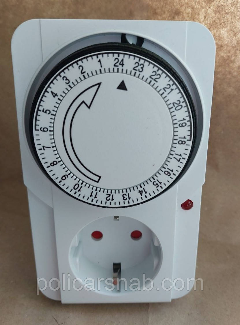 Таймер-розетка Lemanso LM660 тип добовий механічний для бойлера, котла, шланга, освітлення, побутовий 24 год, фото 1