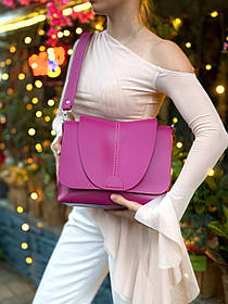 Сумка жіноча "Мішель" натуральна шкіра, колір фуксія матова