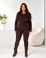 Жіночі теплі лосини з ґудзиками, трикотаж на флісі, розміри 48–50, 52–54, 56–58