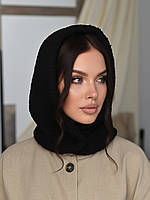 Жіночий капор Teddy букле з каракуля на кнопках чорний