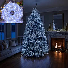 Гірлянда-нитка Роса Хвойна лапа 50м 1500 LED, пульт, 8 режимів, білий провід, біла