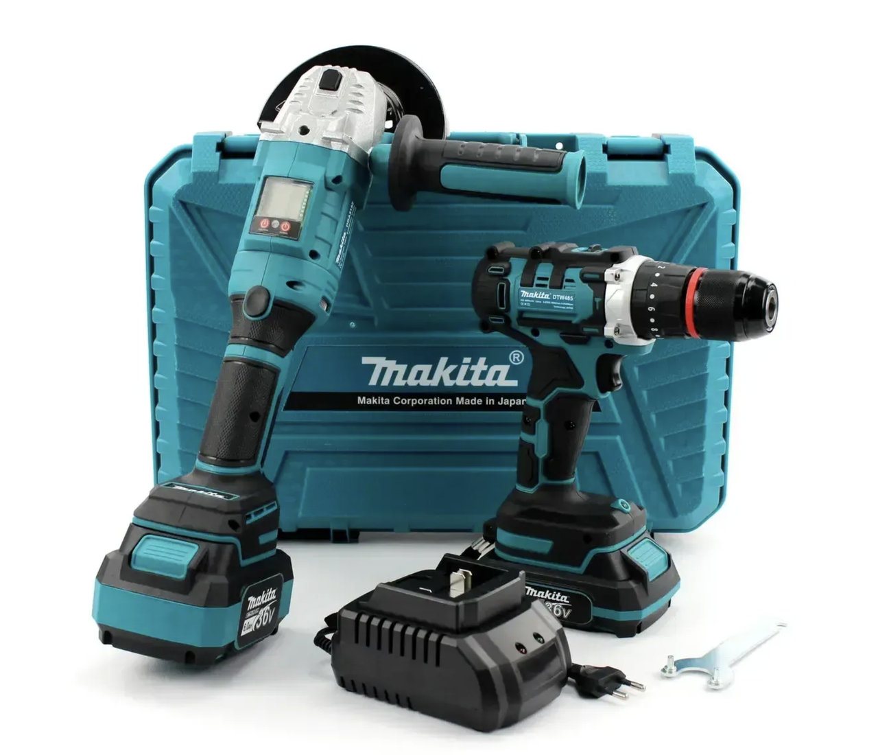 Набір акумуляторного інструменту Makita 2 в 1 шуруповерт і болгарка