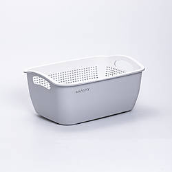 Кошик для миття овочів та фруктів MIAIAY пластиковий 29,5*21*11 см, сірий