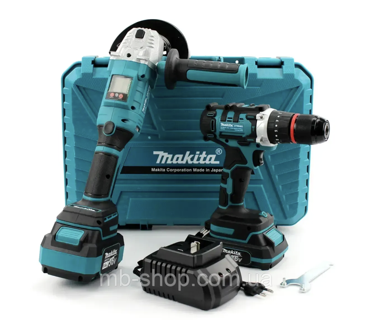 Набір акумуляторного інструменту Makita 2 в 1 шуруповерт і болгарка, фото 1