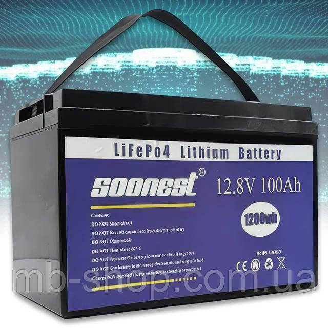 Акумуляторна літієва батарея LiFePO4 на 12,8V ємністю 100Ah Soonest 1280Wh, фото 1