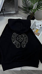 Жіночий базовий осінній батнік каміння худорлявий з капюшоном оверсайз толстовка стрази тринити на флісі спортивна кофта