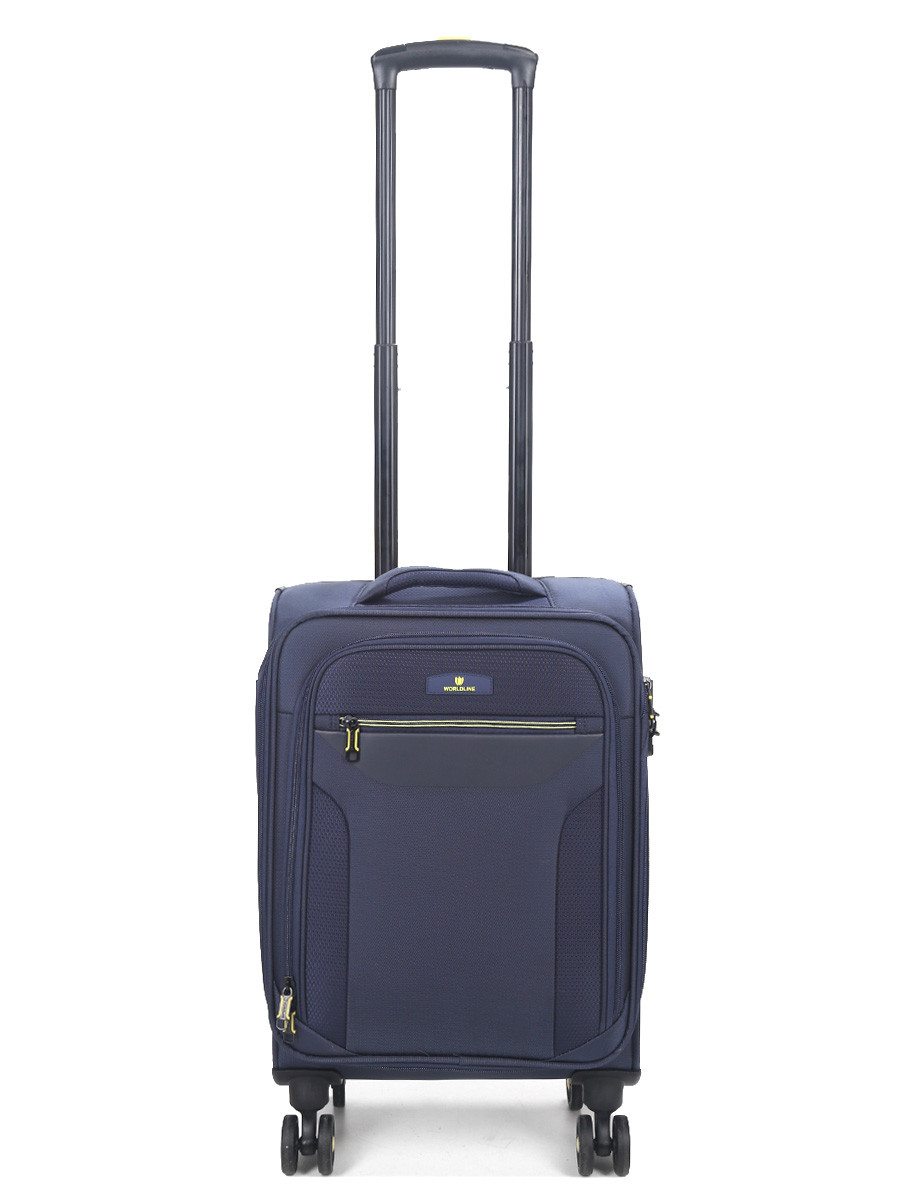 Валіза мала S тканина синя 55х36х20+5/37л/2.8кг/Worldline 616, фото 1