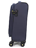 Валіза мала S тканина синя 55х36х20+5/37л/2.8кг/Worldline 616, фото 4