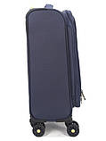 Валіза мала S тканина синя 55х36х20+5/37л/2.8кг/Worldline 616, фото 5