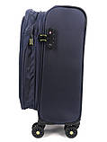 Валіза мала S тканина синя 55х36х20+5/37л/2.8кг/Worldline 616, фото 6