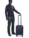 Валіза мала S тканина синя 55х36х20+5/37л/2.8кг/Worldline 616, фото 10