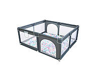 Манеж дитячий 120×120 см з кольоровими кульками, безпечний ігровий простір для дітей, складний, м які борти