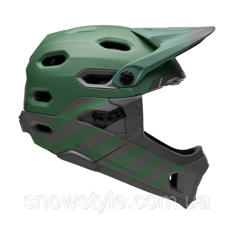 Велошолом BMX даунхіл трансформер Bell Super DH MIPS Spherical Rumble Matte Green/Grey M (55-59см), фото 1