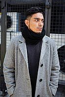 Чоловічий шарф-труба Without Scarf чорний вовняний для зими стильний і зручний