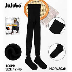 Жіночі чорні колготи з вовною Розміри: 42-48 (30271)