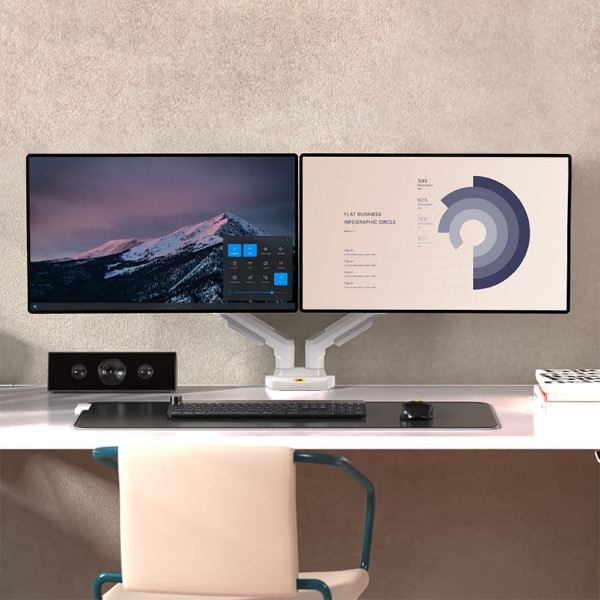 Настільне кріплення для двох моніторів F160 17-27 Біле, фото 1