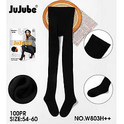 Жіночі чорні колготи з вовною Батал Розміри: 54-60 (30273)