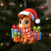 Новорічні дерев'яні фігурки прикраси іграшки підвіски на ялинку та для декору різдвяна іграшка конячка символ року в асортименті