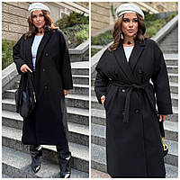 Женское теплое кашемировое пальто больших размеров