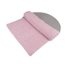 Плед дитячий одинарний демісезонний для малюків в'язаний в коляску, в ліжечко, на виписку 70*80 см Шарлі Talvi рожевий