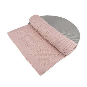 Плед дитячий одинарний демісезонний для малюків в'язаний в коляску, в ліжечко, на виписку 70*80 см Шарлі Talvi світла пудра