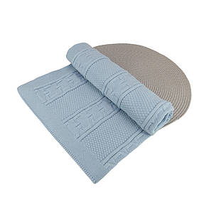 Плед дитячий одинарний демісезонний для малюків в'язаний в коляску, в ліжечко, на виписку 70*80 см Шарлі Talvi блакитний