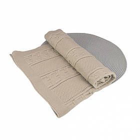 Плед дитячий одинарний демісезонний для малюків в'язаний в коляску, в ліжечко, на виписку 70*80 см Шарлі Talvi світлий бежевий