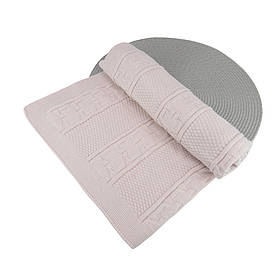 Плед дитячий одинарний демісезонний для малюків в'язаний в коляску, в ліжечко, на виписку 70*80 см Шарлі Talvi світло-рожевий