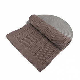 Плед дитячий одинарний демісезонний для малюків в'язаний в коляску, в ліжечко, на виписку 70*80 см Шарлі Talvi кава