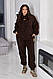 Жіночий базовий теплий осінньо-зимовий костюм двійка кофта худі штани на манжеті двосторонній м'який фліс полар батал, фото 7