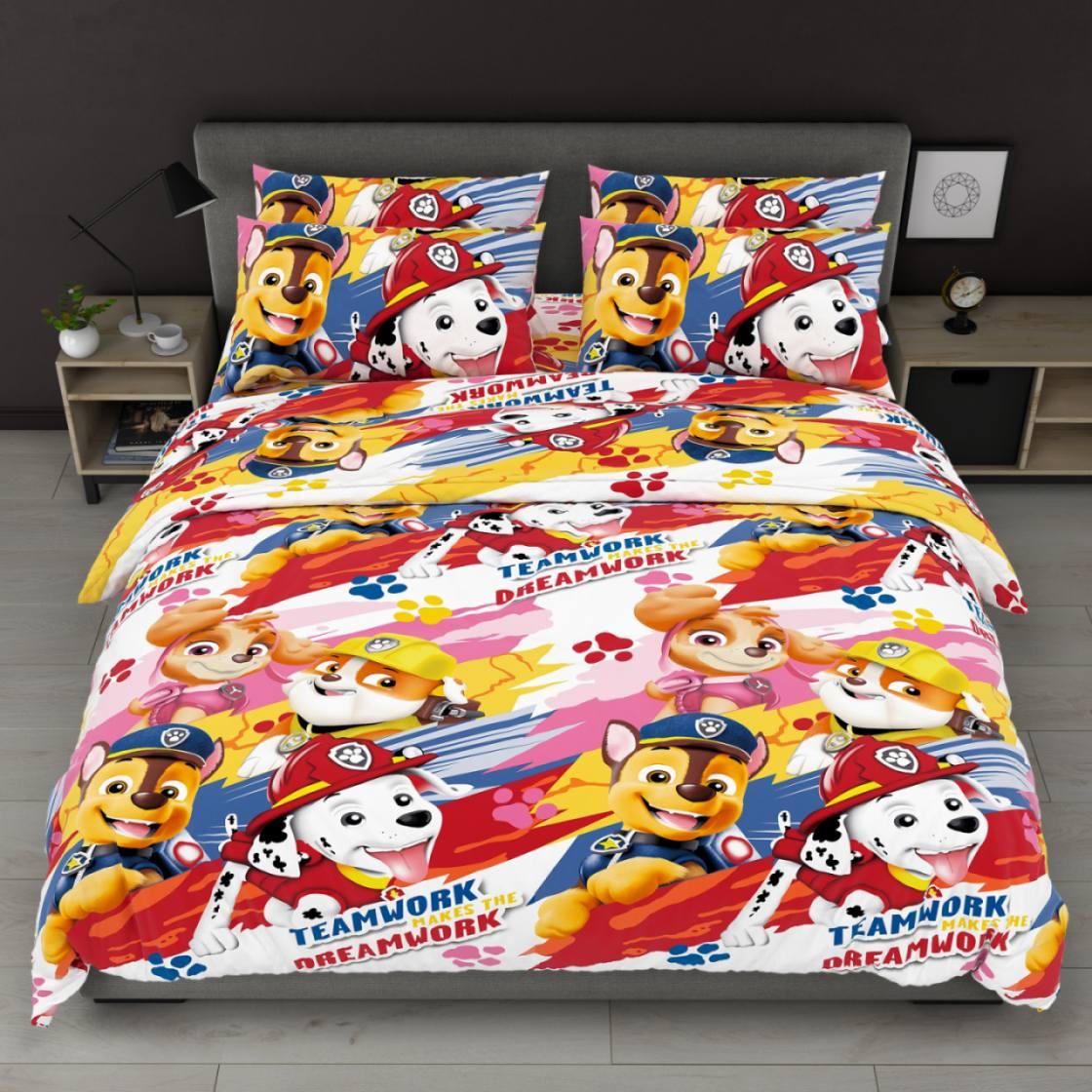 Підковдра на блискавці 145х215 (Бязь) | Полуторна підковдра від виробника "Королева Ночі" | Різнобарвний щенячий патруль, фото 1