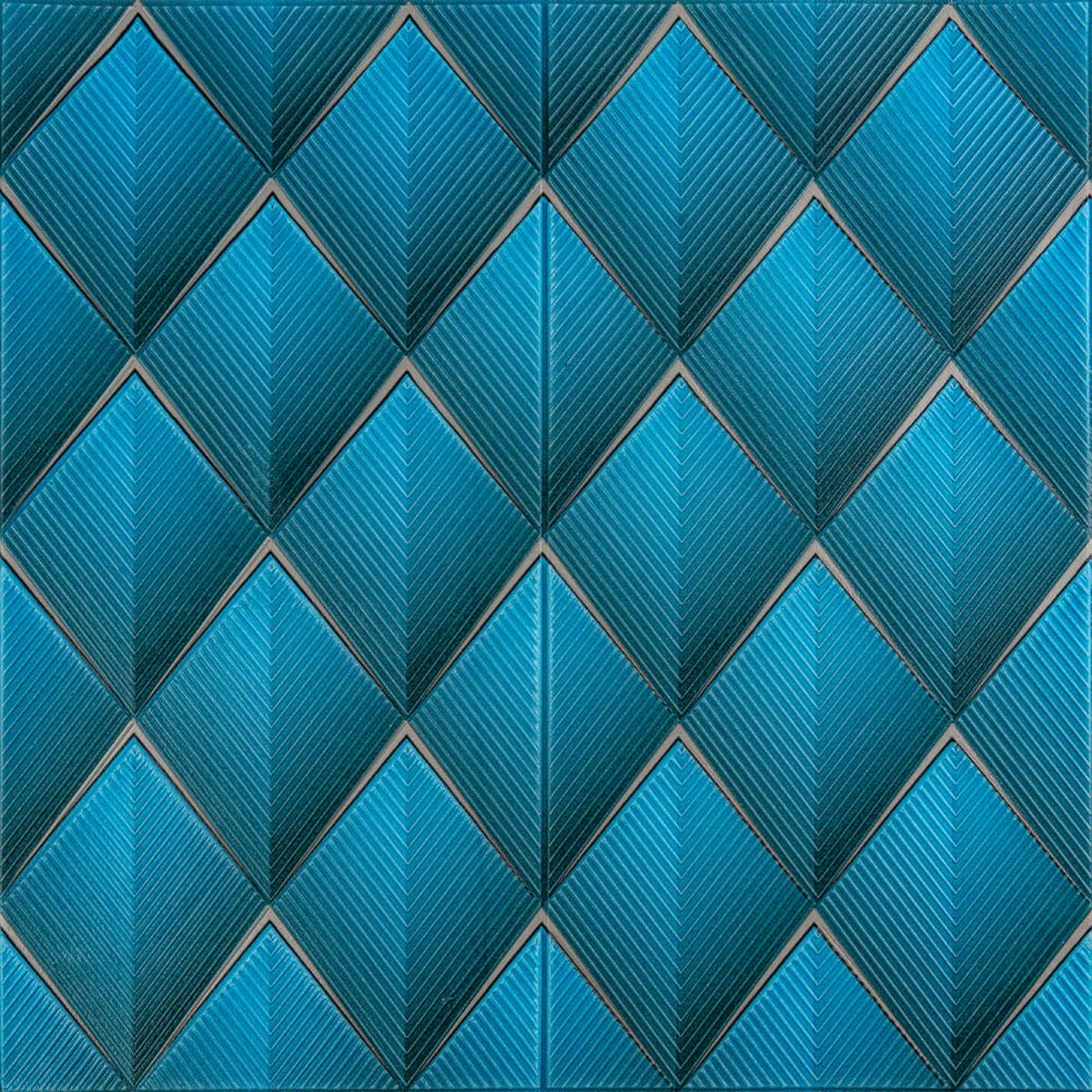 Панель стінова 3D 700х700х4мм Ромб синій SW-00001985, фото 1