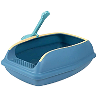 Туалет для кішок з лопаткою прямокутний (високий бортик) 38х28х15см в асорт.