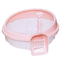 Туалет для кішок з лопаткою круглий (високий бортик) 32х34,5х16см в асорт.