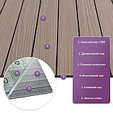 Покриття вінілове самоклеюче 3D рейки 600х600х2,8мм Тік горіховий SW-00002202, фото 2