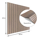 Покриття вінілове самоклеюче 3D рейки 600х600х2,8мм Тік горіховий SW-00002202, фото 3